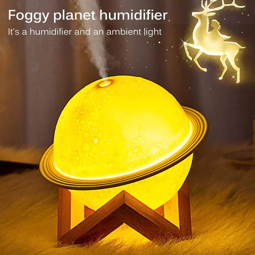 2-in-1 Moon Lamp Humidifier - 3D LED Night Light & USB Rechargeable Humidifier with Stand, Perfect Gift for Kids & Lovers, 330ml Capacity for Bedroom Decor