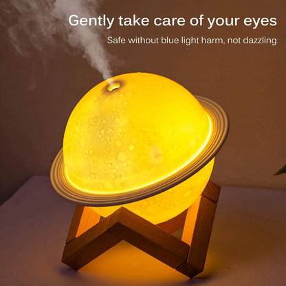 2-in-1 Moon Lamp Humidifier - 3D LED Night Light & USB Rechargeable Humidifier with Stand, Perfect Gift for Kids & Lovers, 330ml Capacity for Bedroom Decor