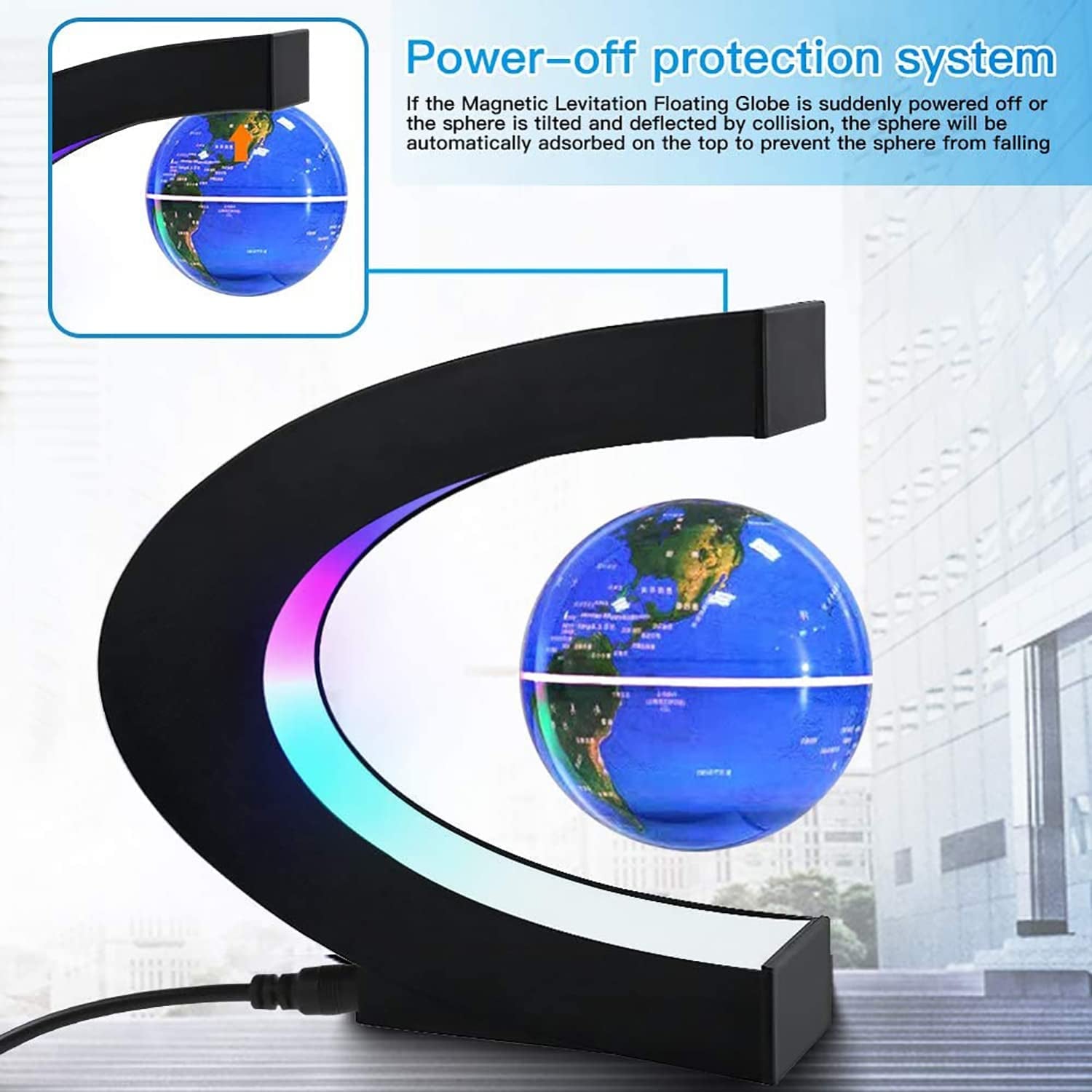 Magnetic Levitation Globe with LED Light, Cool Gadgets Floating Lamp Globe Decor, Cool Gifts for Men/Father/Husband/Boyfriend/Kids/Boss, Great Technology Graduation Gifts Valentine'S Day Gift